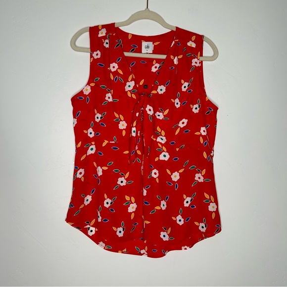 2 Cabi Floral Tank Blouses Red and Pink Size Medium Spring Summer Office Work - Picture 12 of 13